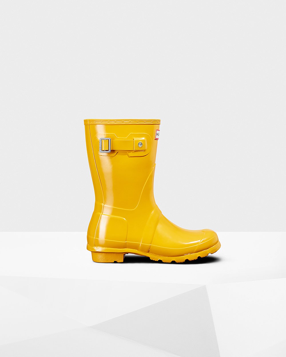 Womens Short Rain Boots - Hunter Original Gloss (48IHSGFVE) - Yellow